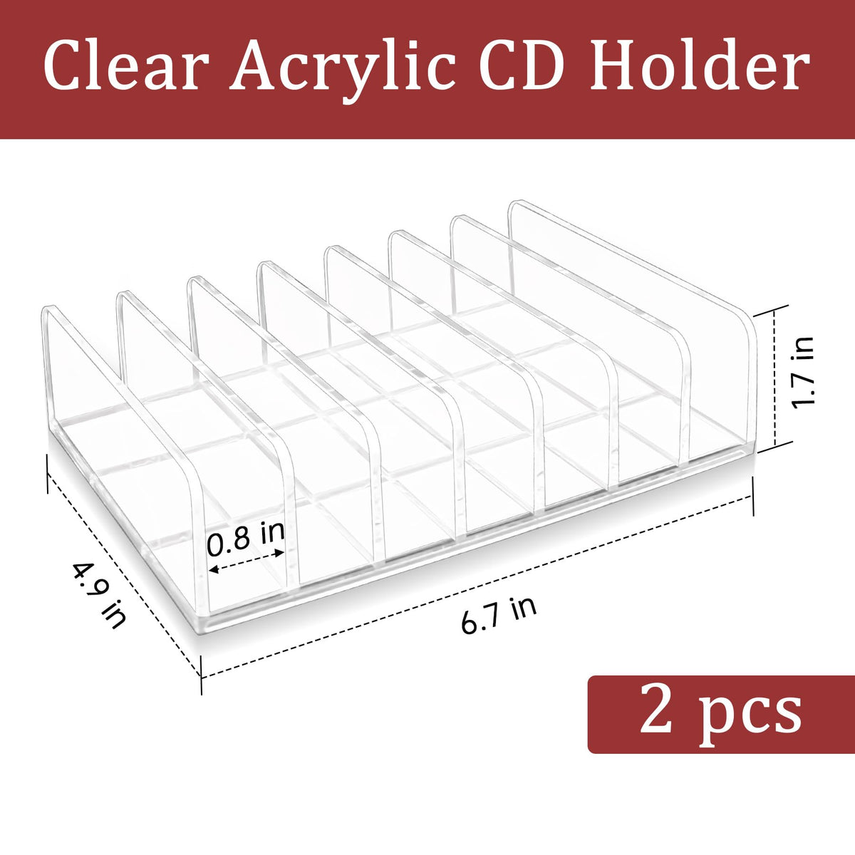 2 Pcs Clear Acrylic CD Holder N699779