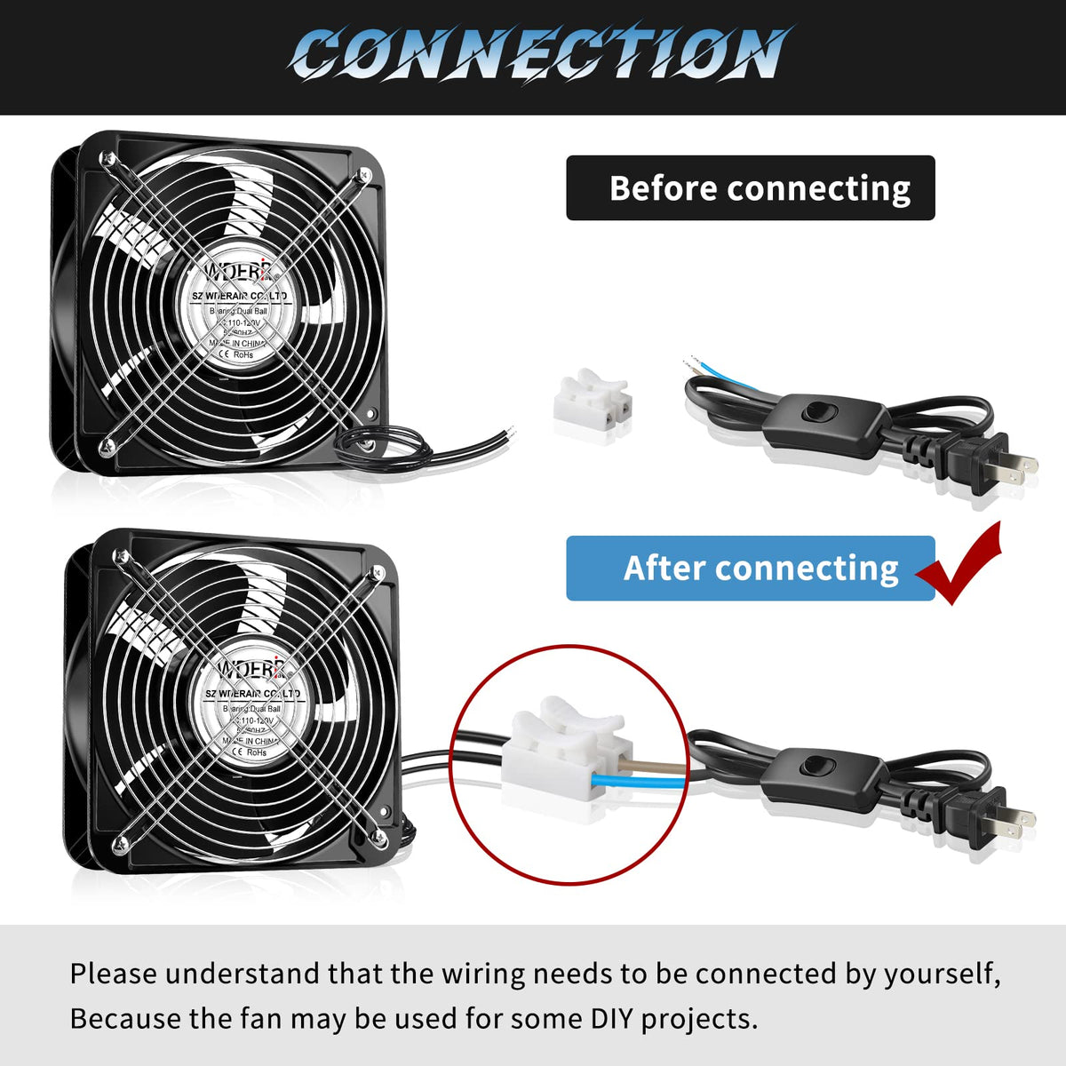 110V 120V 200mm x 60mm Axial Metal Case Fan B77484