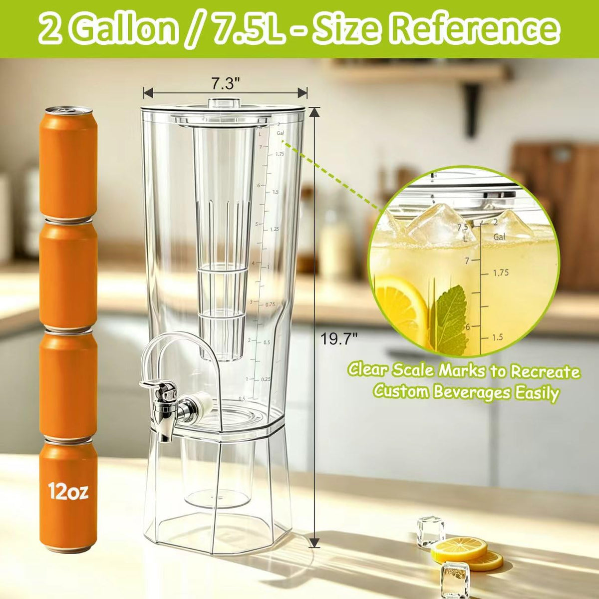 2 Gal Drink Dispensers with Stand & Fruit Infuser A1577