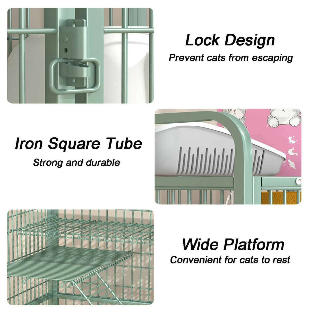 4-Tier Metal Wire Cat Cage with Wheels C989