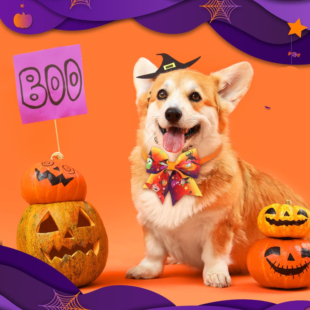 240 Pcs Halloween Dog Bows Tie Collars W23966