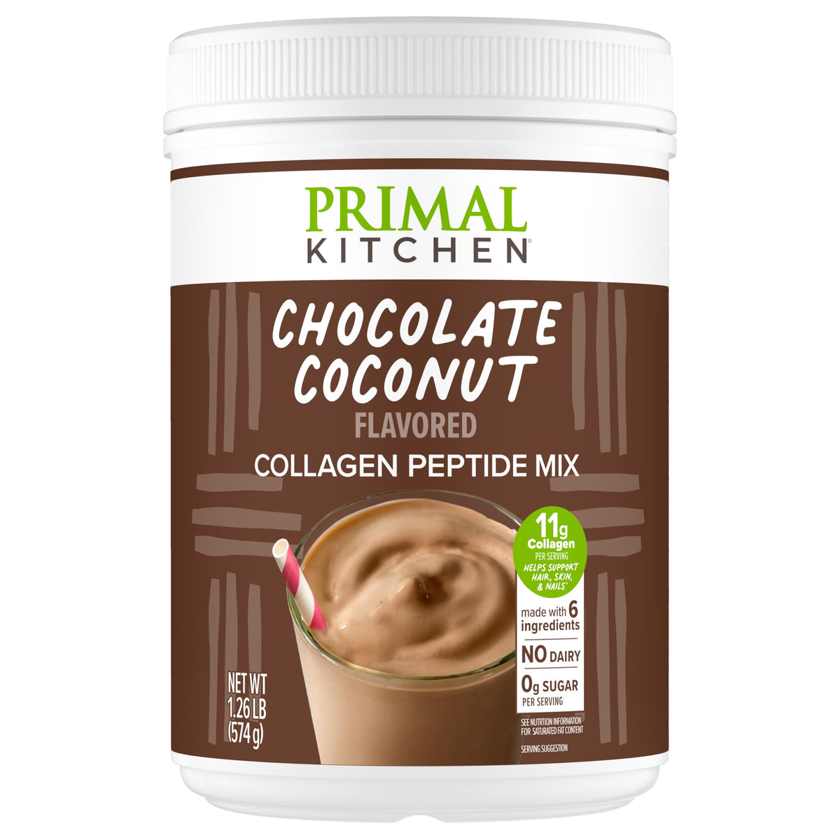 Chocolate Coconut Collagen Peptides Drink Mix 20 Ounces W355