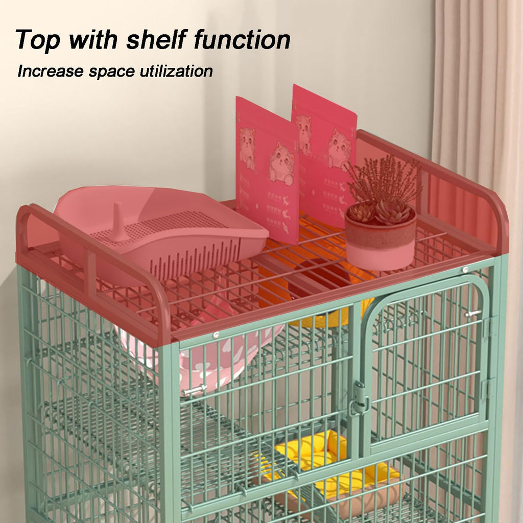 4-Tier Metal Wire Cat Cage with Wheels C989
