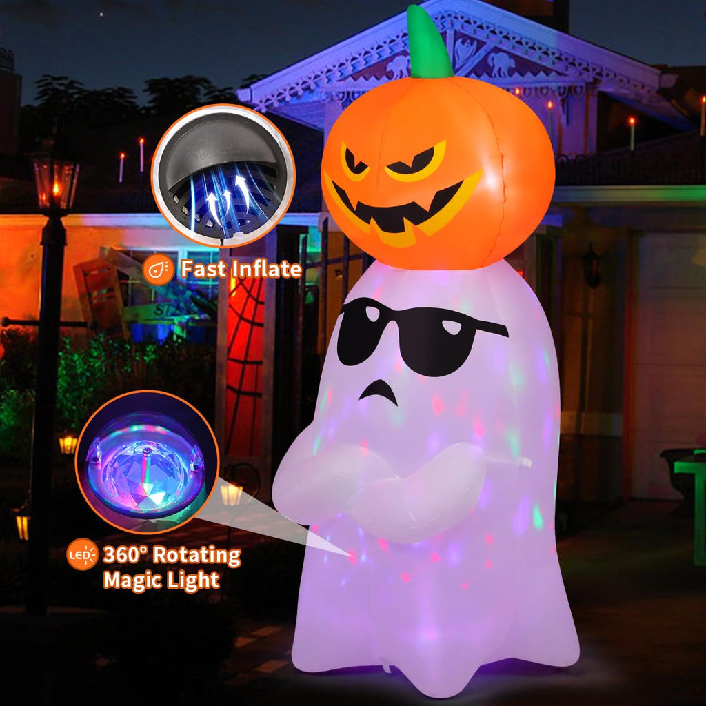 6.2 FT Halloween Inflatables Ghost with Pumpkin D48697