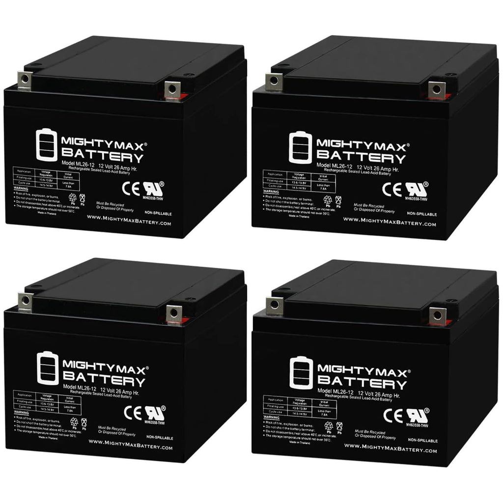 12V 26AH Sealed Lead Acid Battery 4 Pack O804