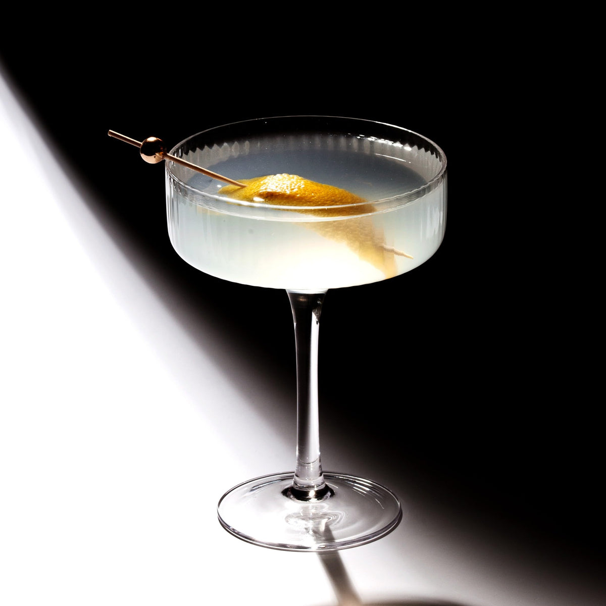 Clear Ribbed Martini Coupe Glasses Set of 2 N7004