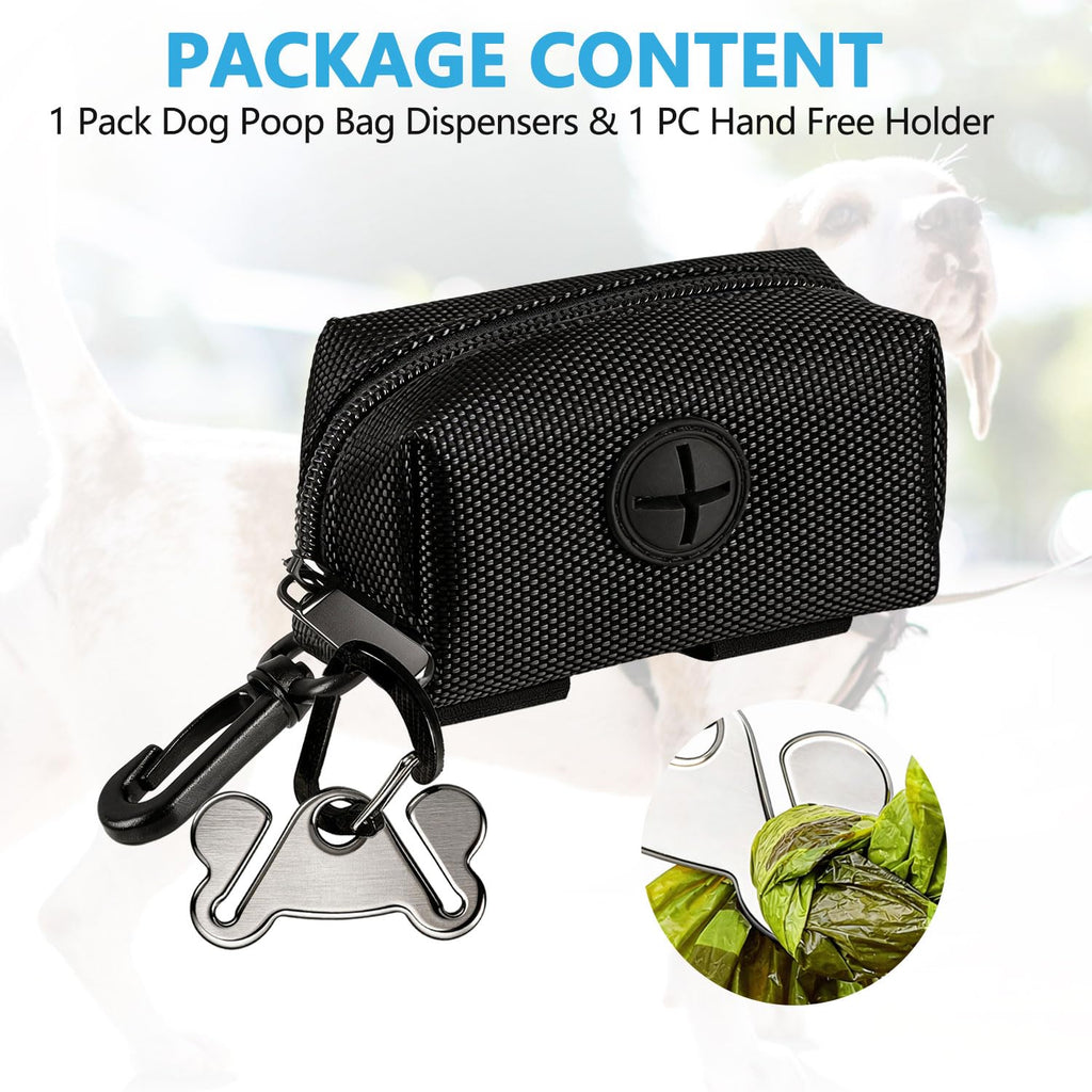 Black Dog Poop Bag Dispenser with Leash Clip C1579