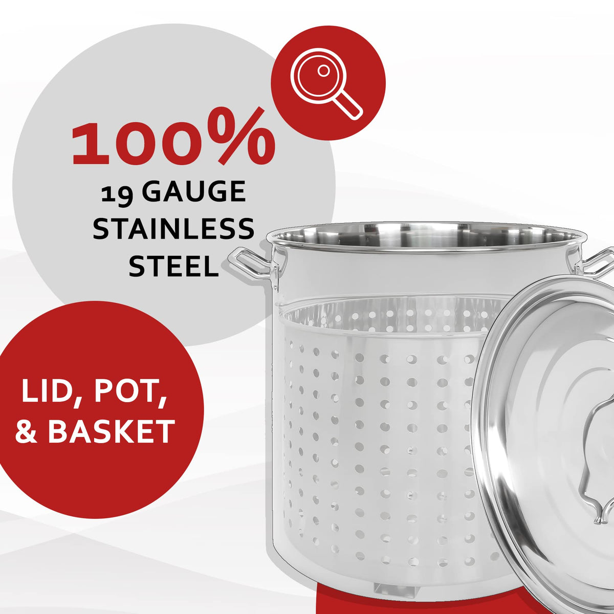 Stainless Steel Stock Pot with Steamer Basket 40 Quart S179792