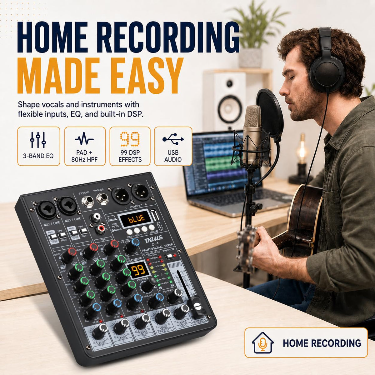 4 Channel Podcast Audio Mixer with 99 DSP Effects O890256