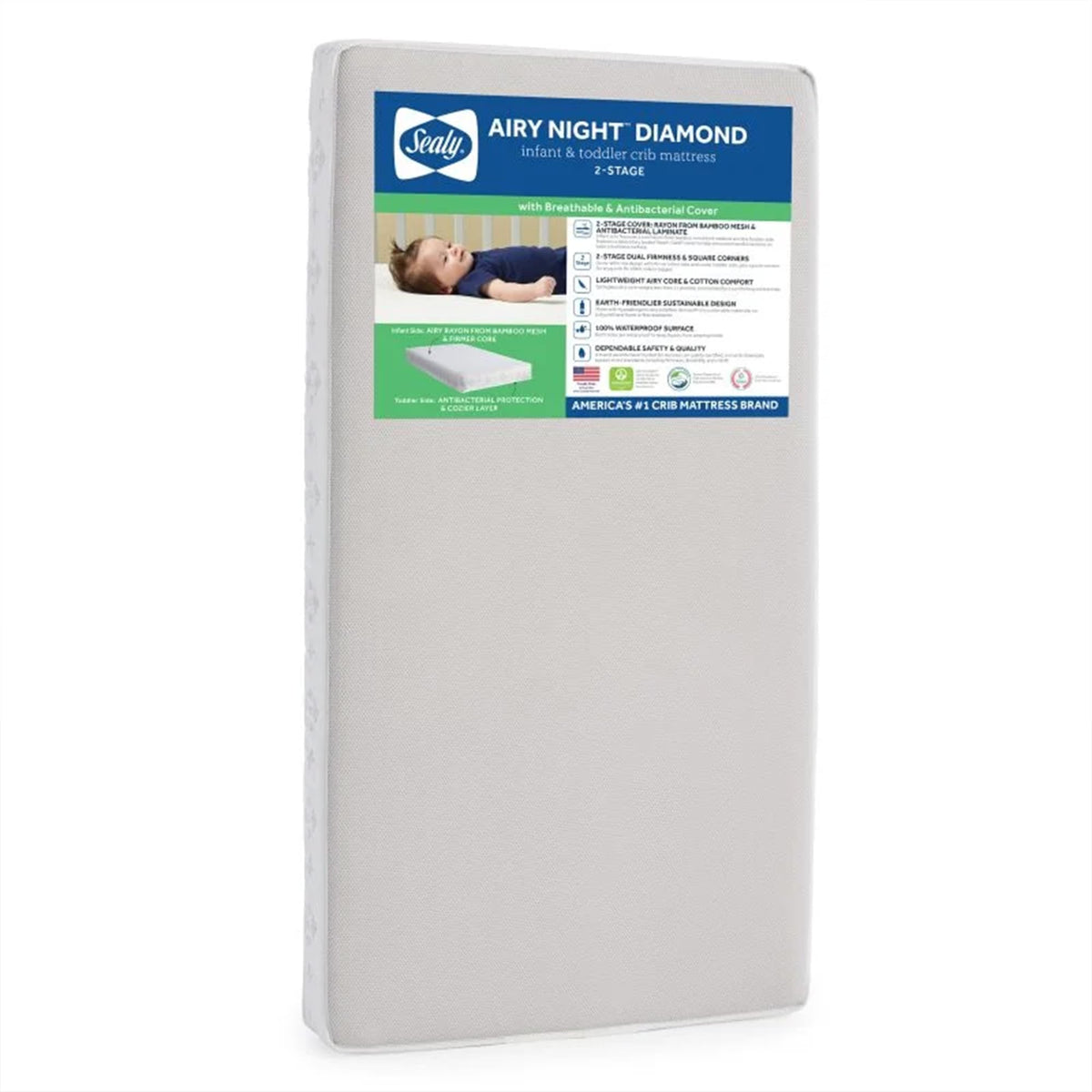 Infant & Toddler Crib Mattress, 2-Stage, Waterproof, Breathable Y4225