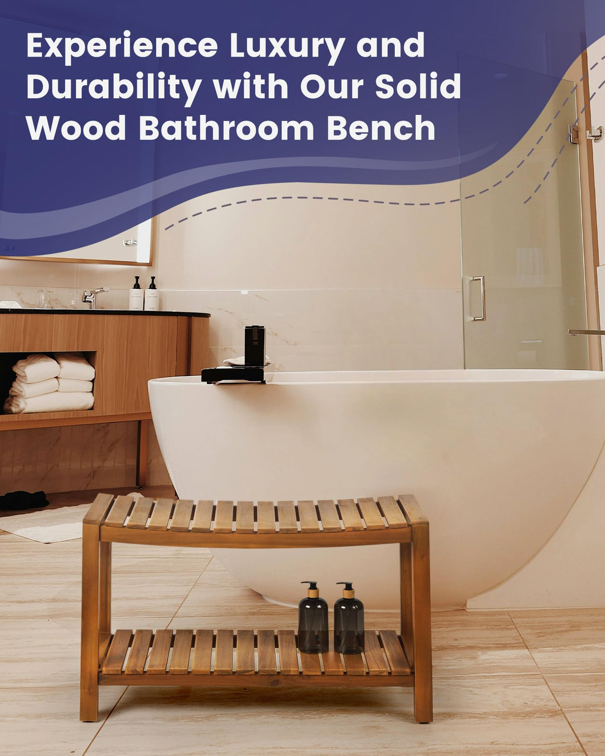 32" Solid Wood Teak Shower Bench E33197