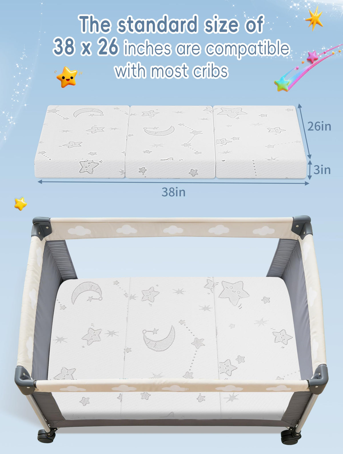 Portable Pack and Play Mattress with Washable Cover P118327