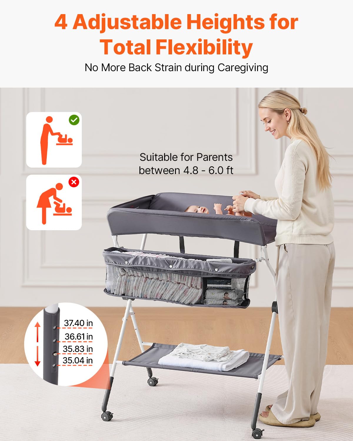 Foldable Baby Changing Table with Side Basket N441139