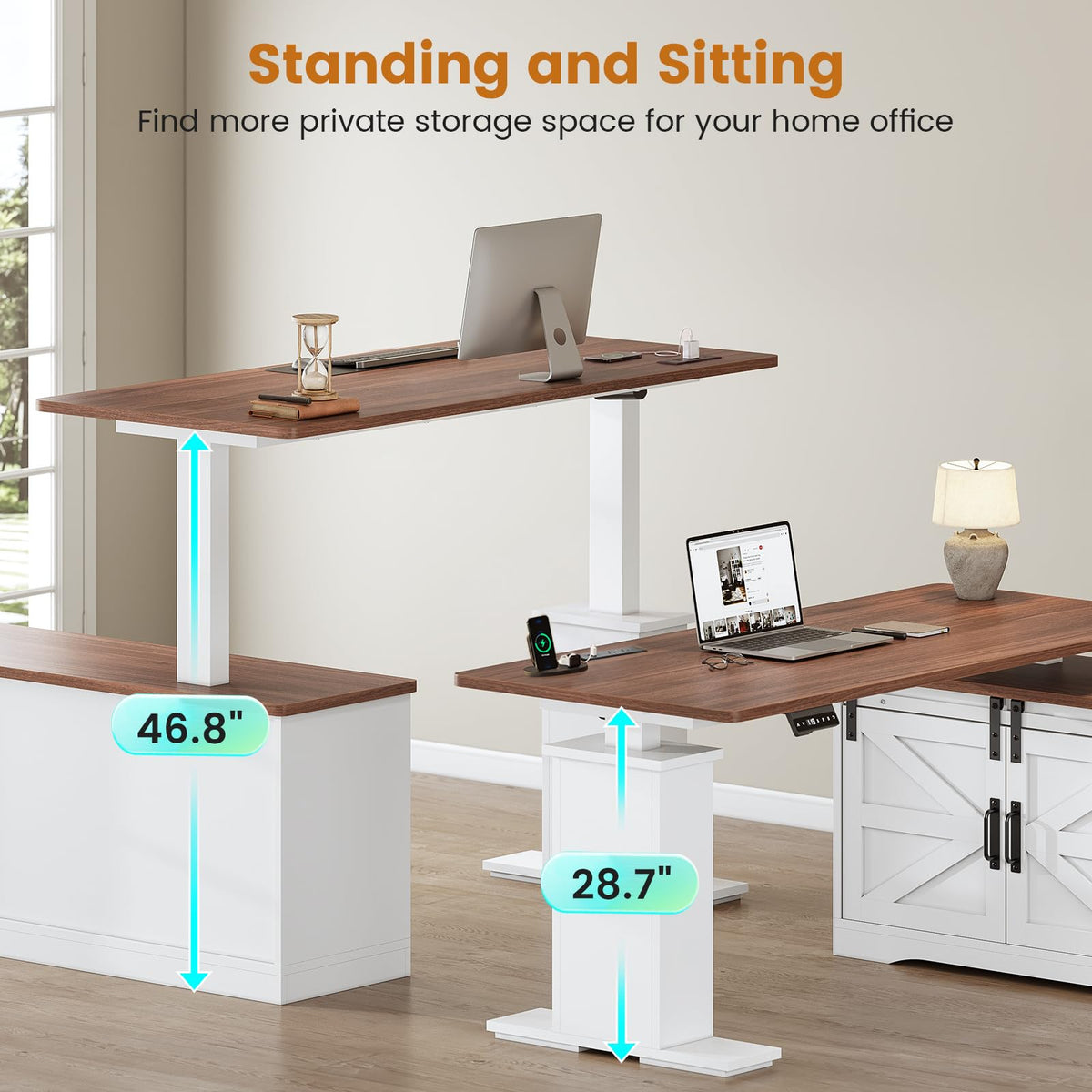 55 inch L Shaped Standing Desk with Storage Drawers M987072