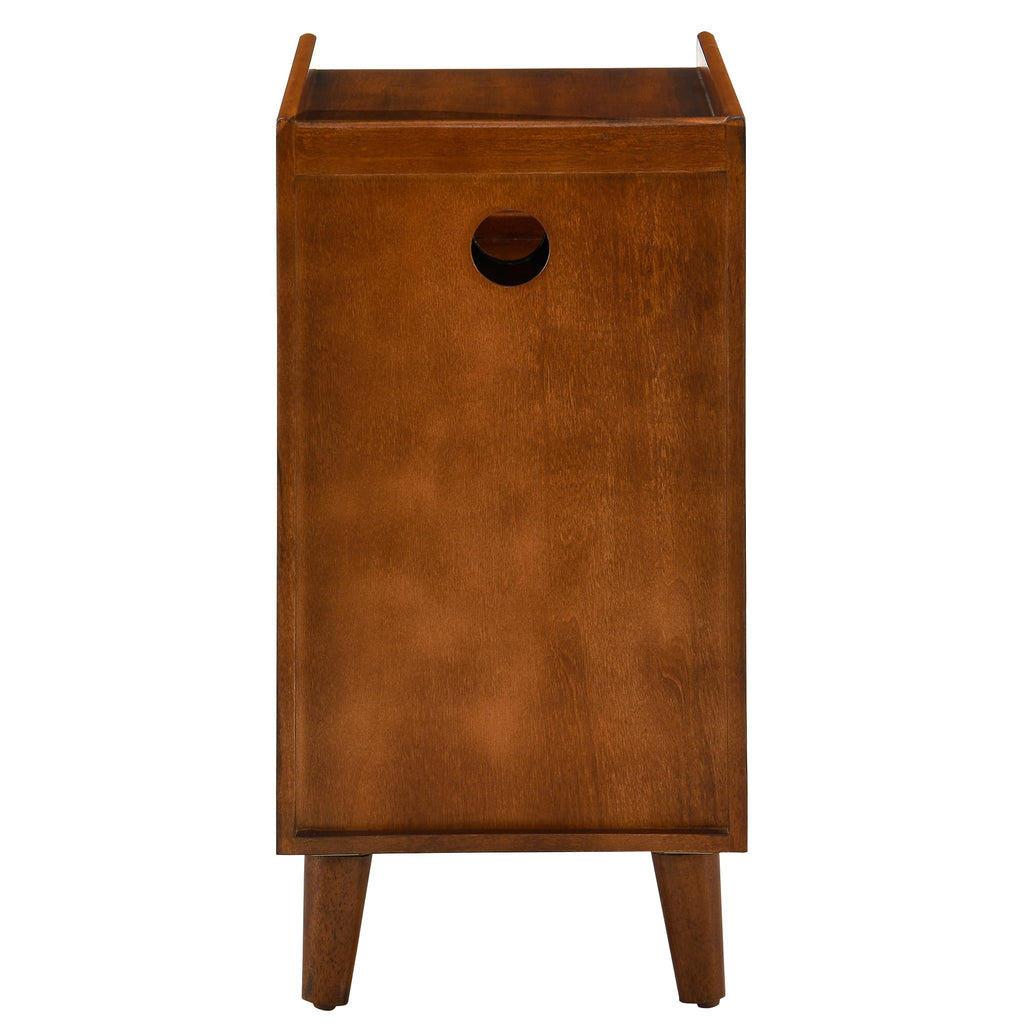 Solid Wood Narrow Nightstand with 2 Drawers O872