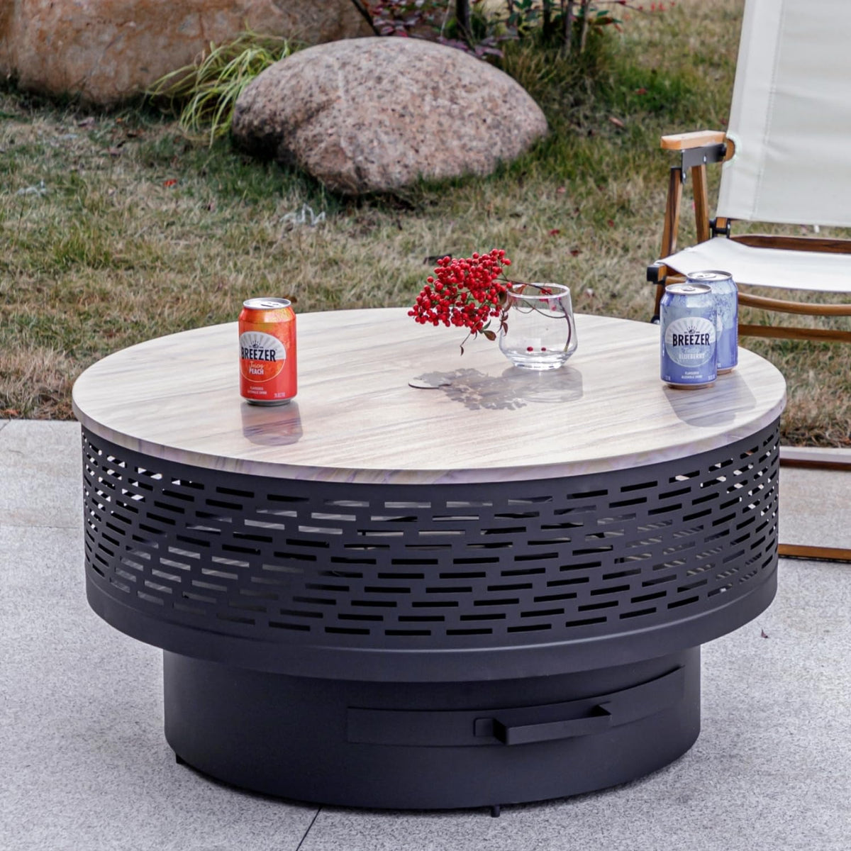 32 Inch Wood Burning Fire Pit with Grill & Lid T2109
