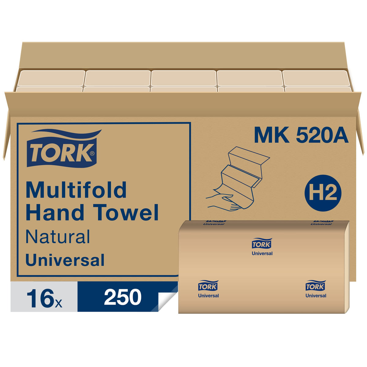 Paper Hand Towel Roll Natural H21 (6 Rolls) and Multifold Hand Towel Natural H2 (16 Packs) K2278