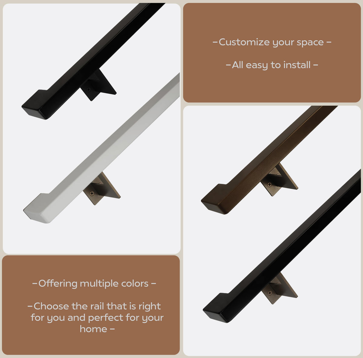 Black 5 Foot Aluminum Handrail Grab Bar Set W273031