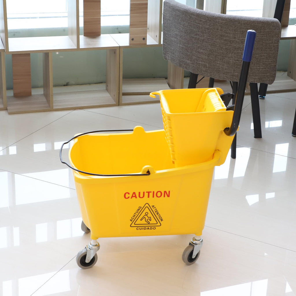 Commercial Mop Bucket with Side Press Wringer on Wheels T2349