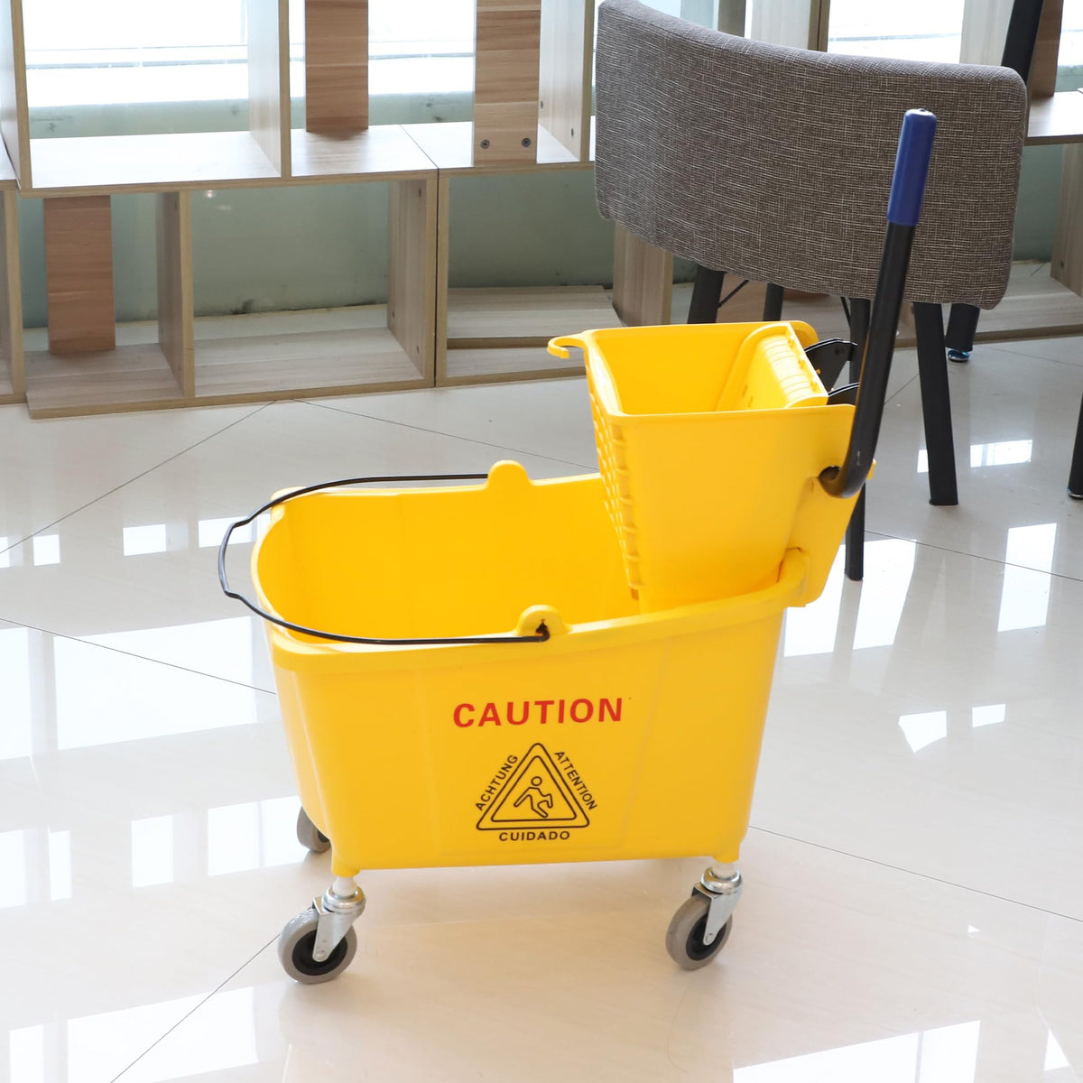 Commercial Mop Bucket with Side Press Wringer on Wheels T2349