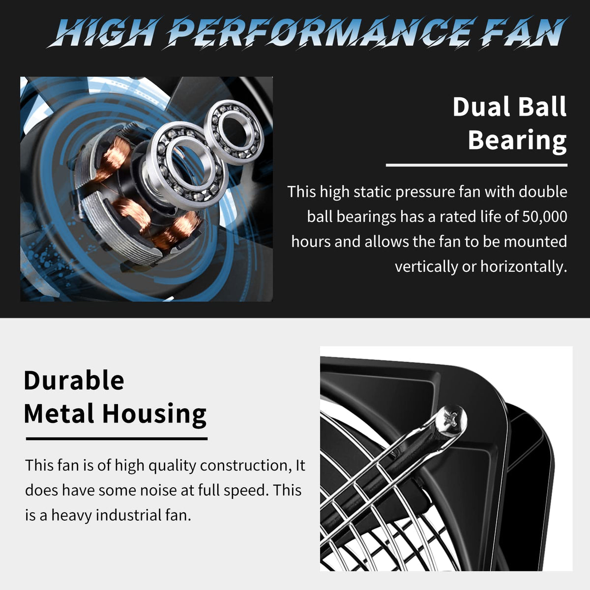 110V 120V 200mm x 60mm Axial Metal Case Fan B77484