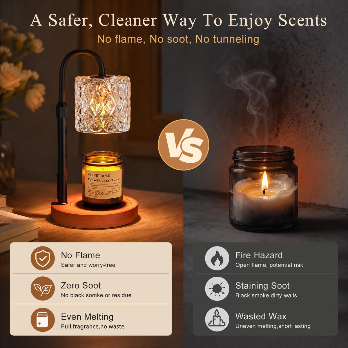 Walnut Candle Warmer Lamp with Timer M9769
