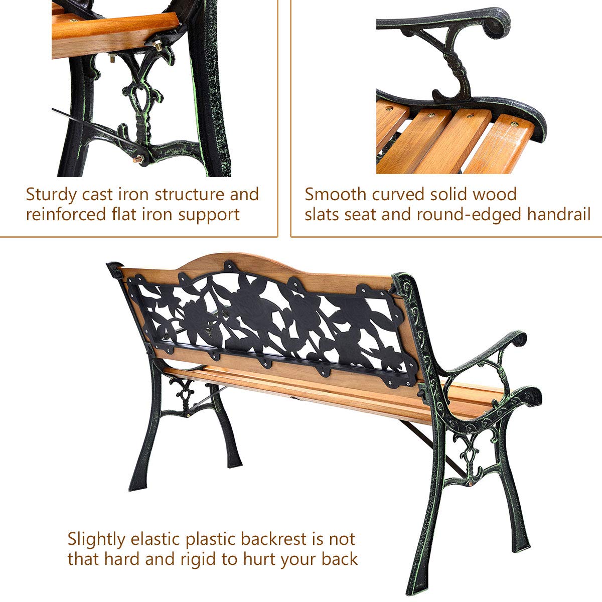 50 Inch Hardwood Frame Patio Bench E2235