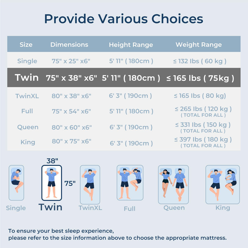 Foldable Mattress Medium Twin Size U856