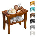 Teak Shower Bench Stool with Storage Shelf H709671