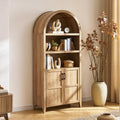 77.4" Tall Arched Wooden Storage Cabinet with Doors and Adjustable Shelves N465