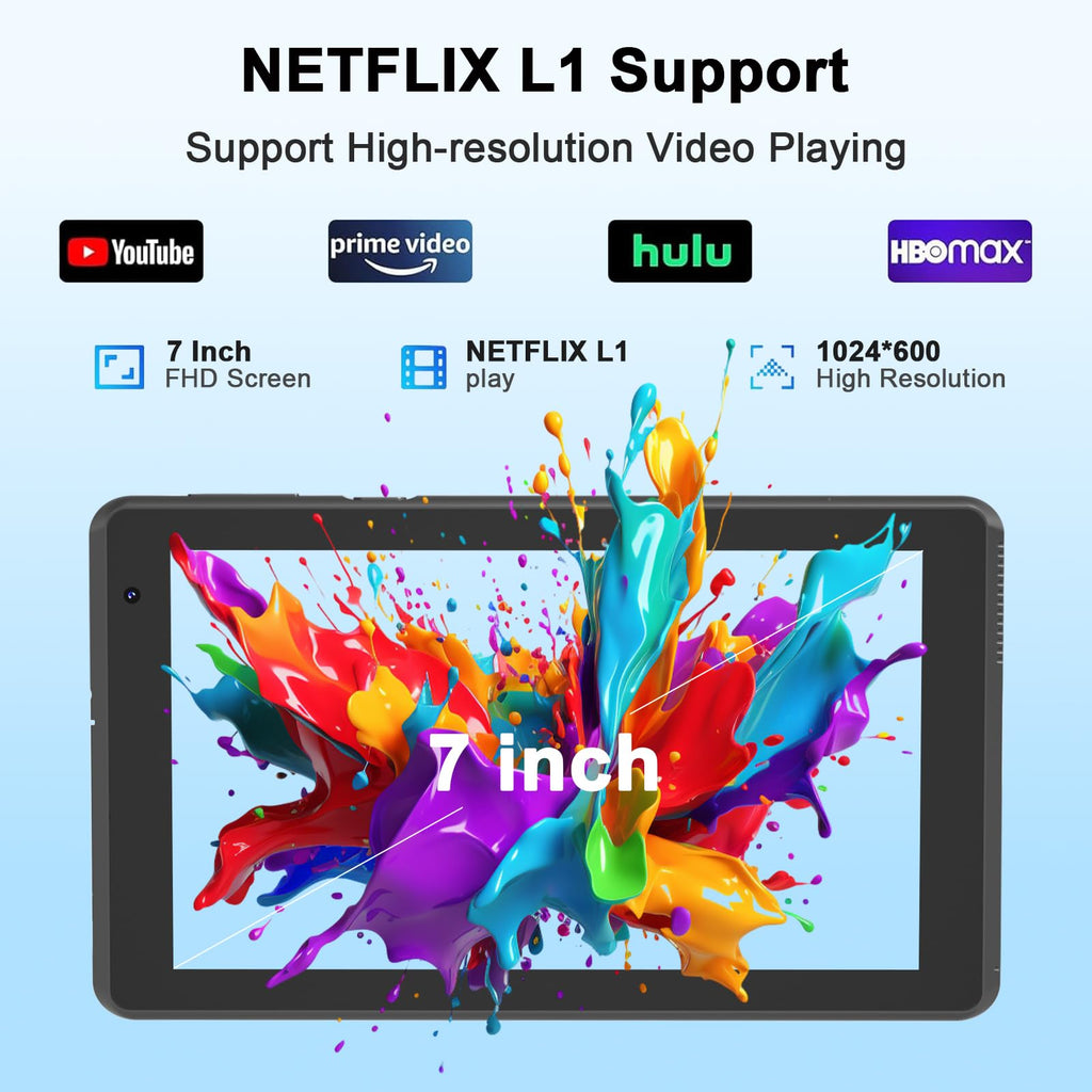 Android 15 Tablet 7 inch 8GB RAM 32GB ROM Black L40409