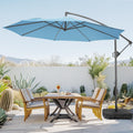 10ft Blue Offset Cantilever Patio Umbrella with Base W3221