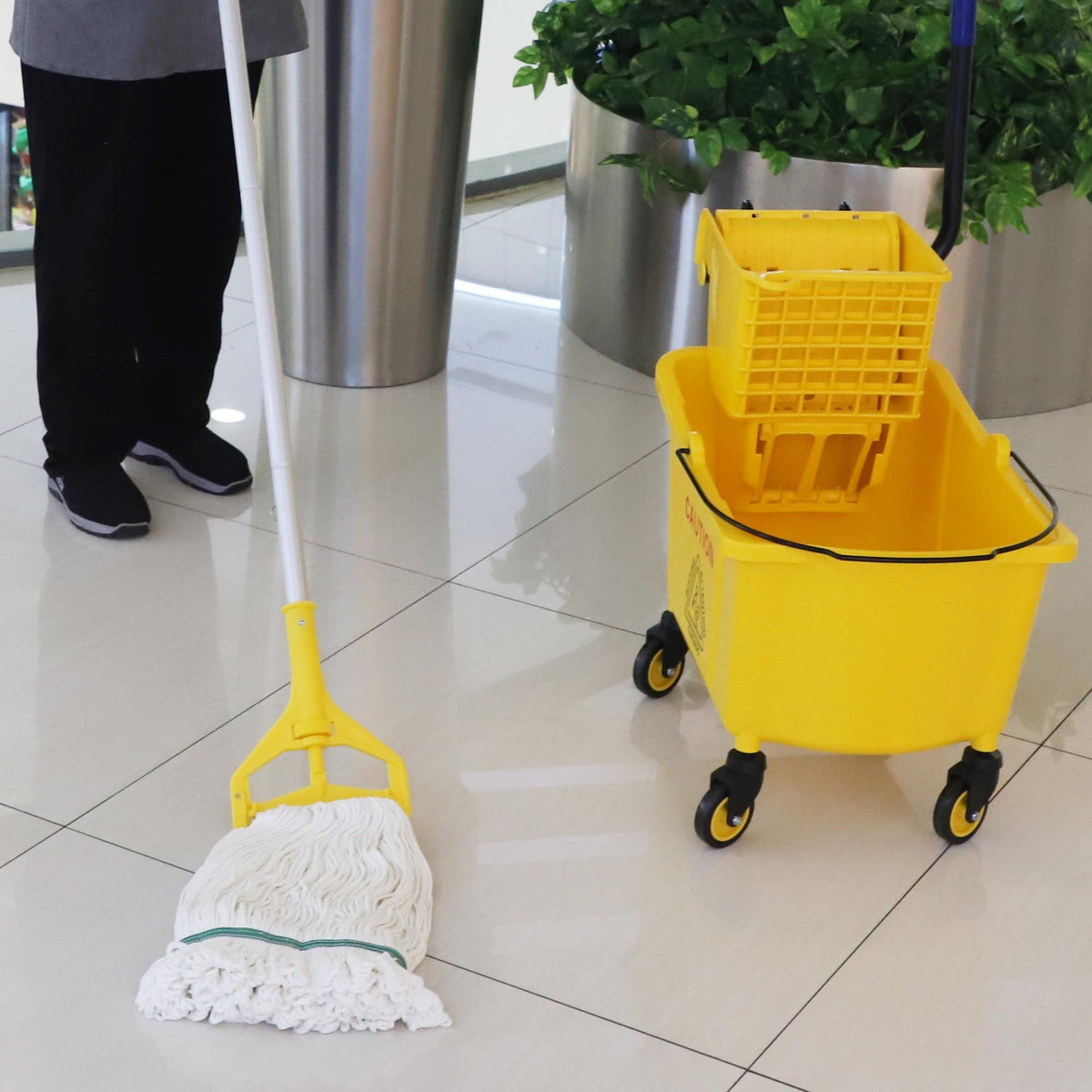 Commercial Mop Bucket with Side Press Wringer on Wheels T2349