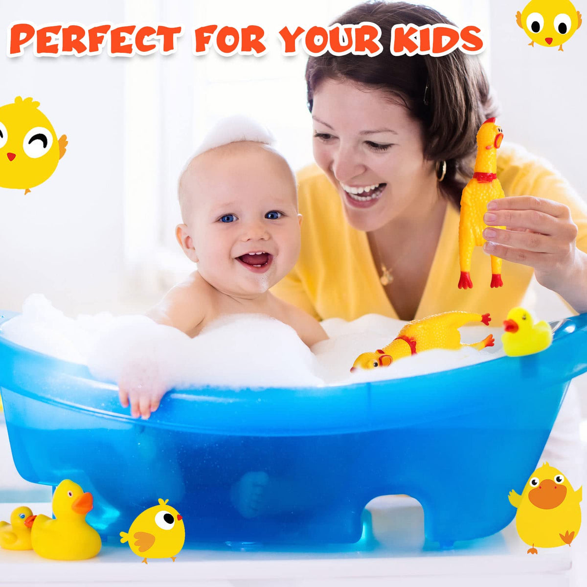 50 Pcs Yellow Rubber Chickens B25484