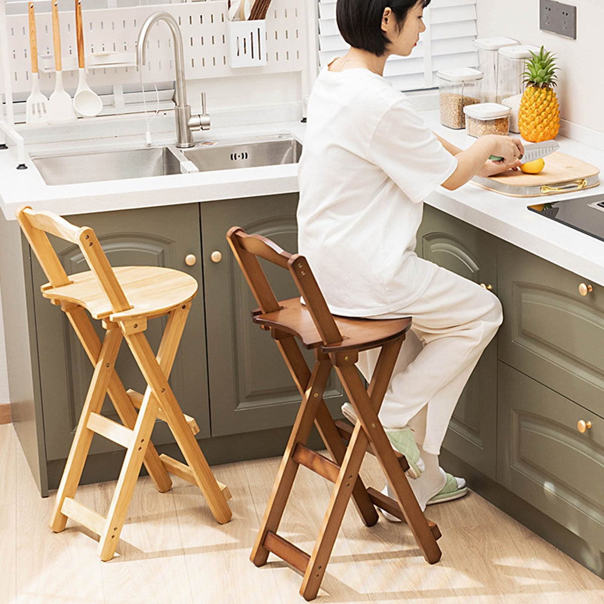 Folding Bar Stool Bamboo Kitchen Stools Y59383
