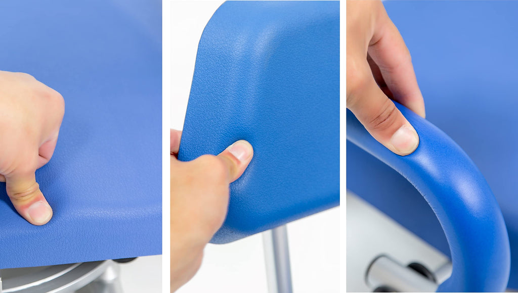 Blue Tub-Mounted Shower Chair with Padded Seat Back and Arms T58949