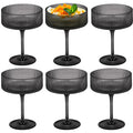 6 Pieces 10.5oz Black Ribbed Acrylic Cocktail Glasses Z8491