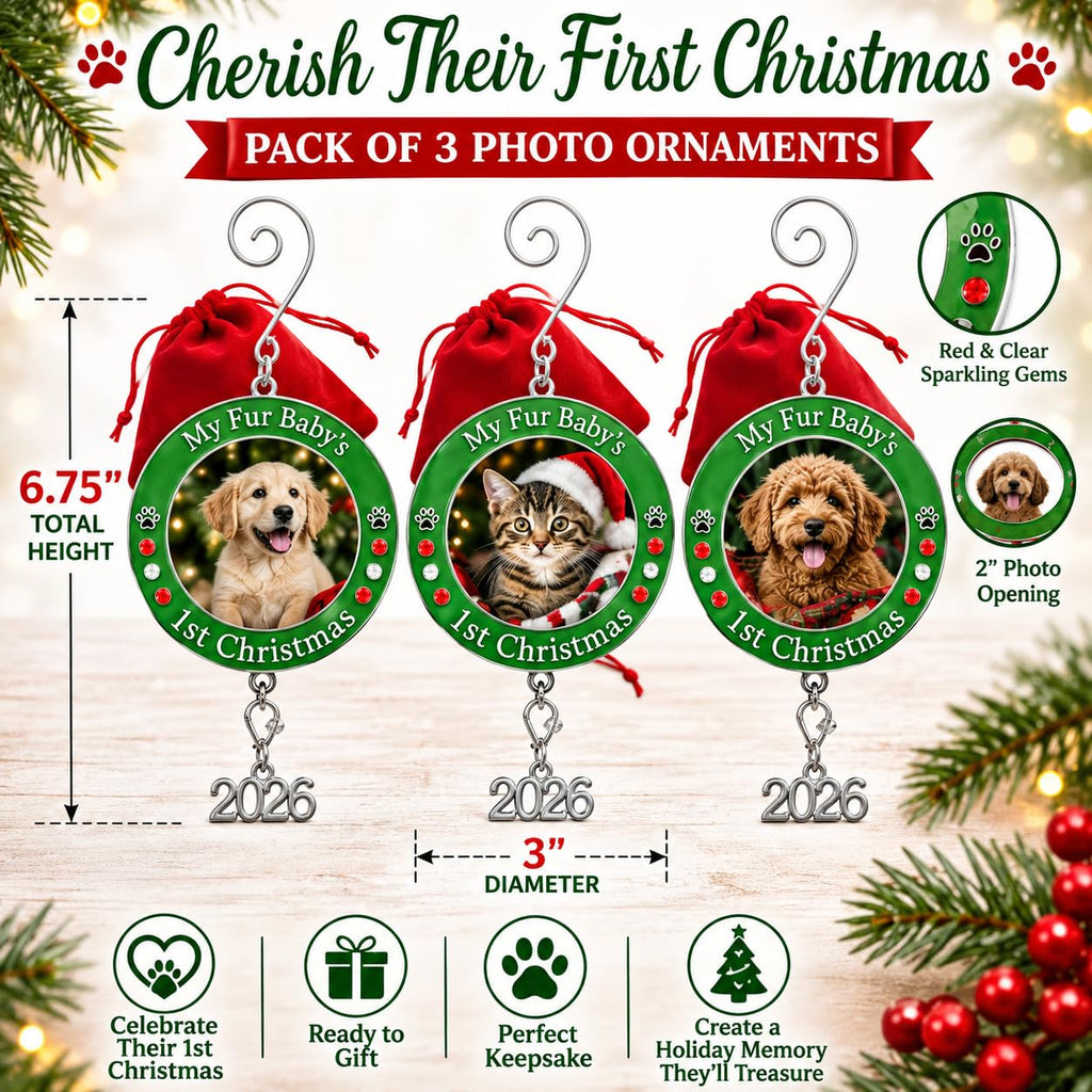Dog Christmas Photo Ornament 3-Pack 3 Inch S3446