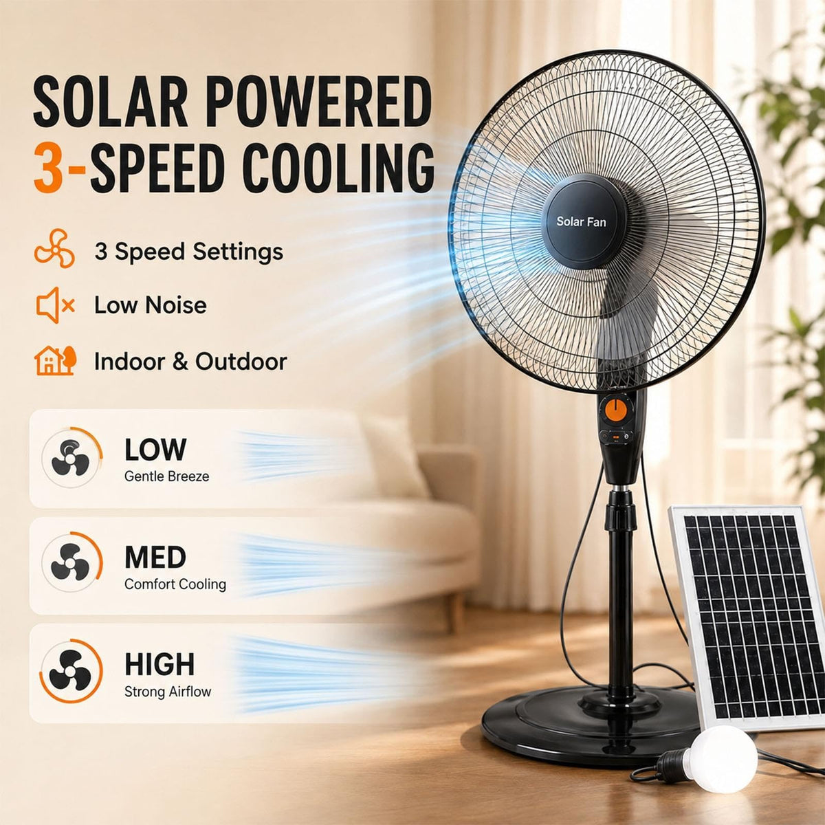 16 Inch Rechargeable Pedestal Fan with Solar Panel J414772
