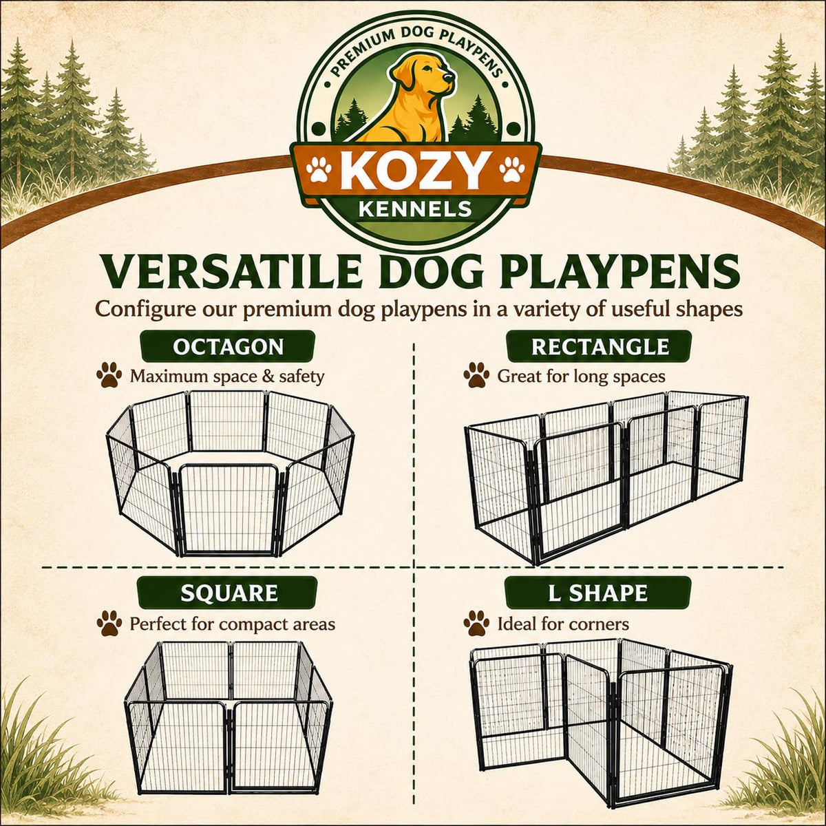32 Inch 16 Panel Black Metal Dog Playpen S597913