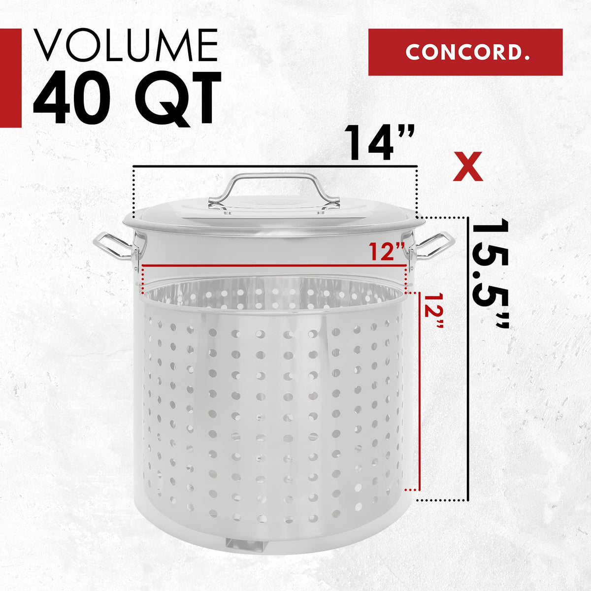 Stainless Steel Stock Pot with Steamer Basket 40 Quart S179792