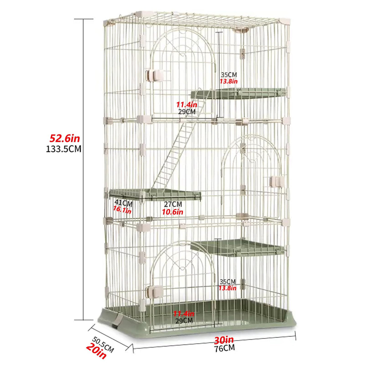 3/4-Tier Wire Cat Cage Playpen Kennel with Hammock D628