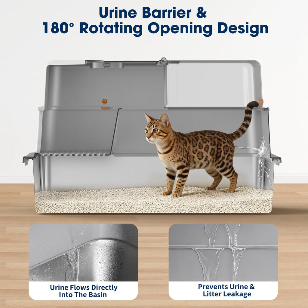 XXXL Stainless Steel Cat Litter Box with Lid X63673