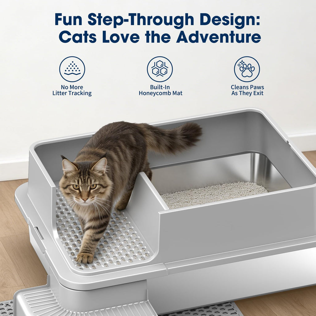 XXXL Stainless Steel Cat Litter Box with Lid X63673