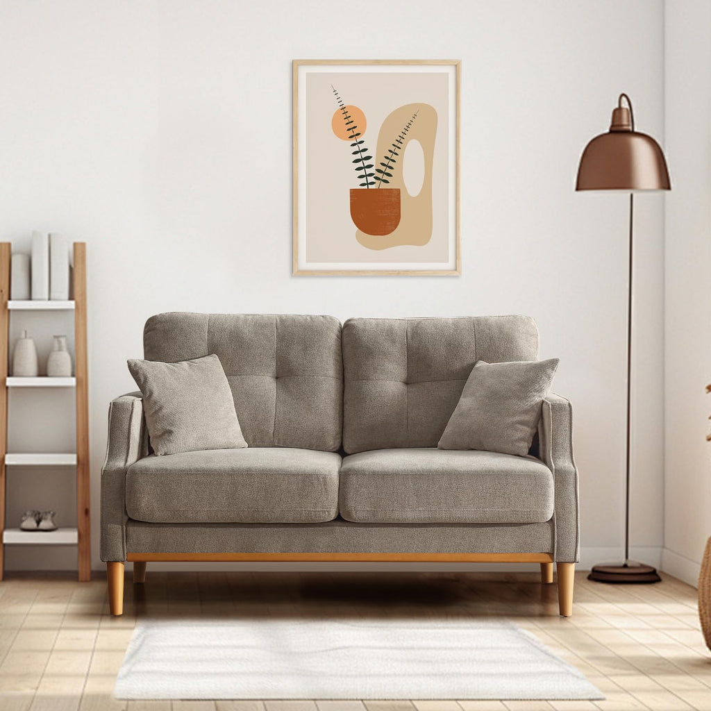 Light Grey Fabric Upholstered 2-Seat Loveseat Sofa with USB Port Y611