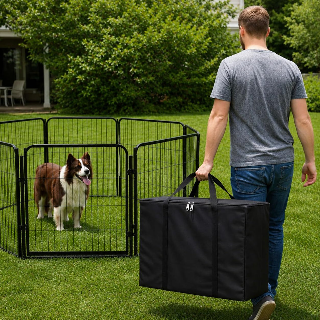 32 Inch 16 Panel Black Metal Dog Playpen S597913