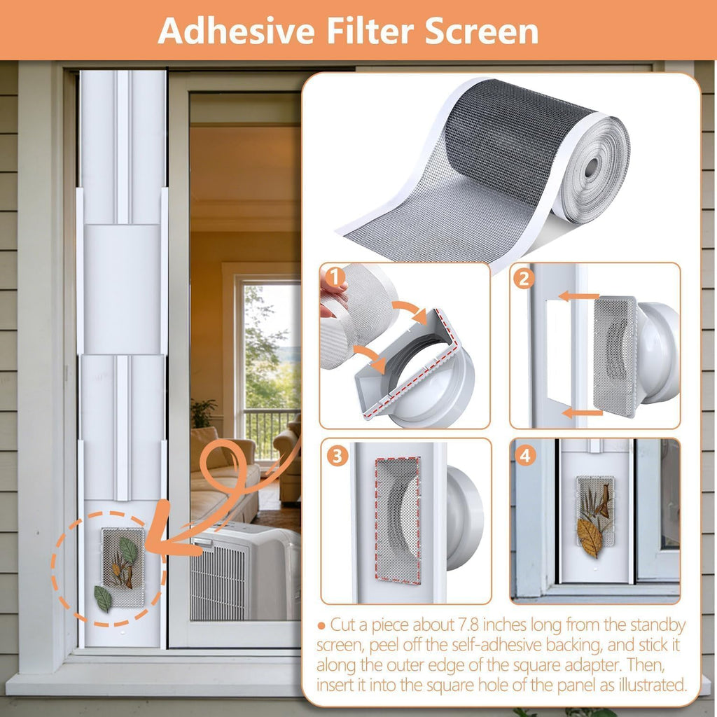 105" Sliding Door AC Vent Kit with Screen Net E373