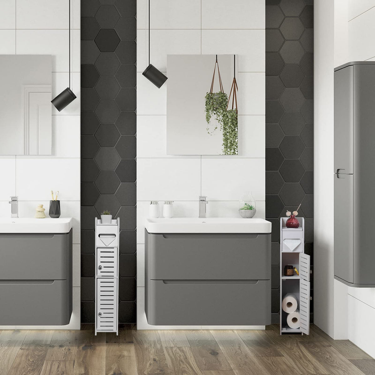 White Over The Toilet Storage Cabinet with 2 Doors & Shelves W272797