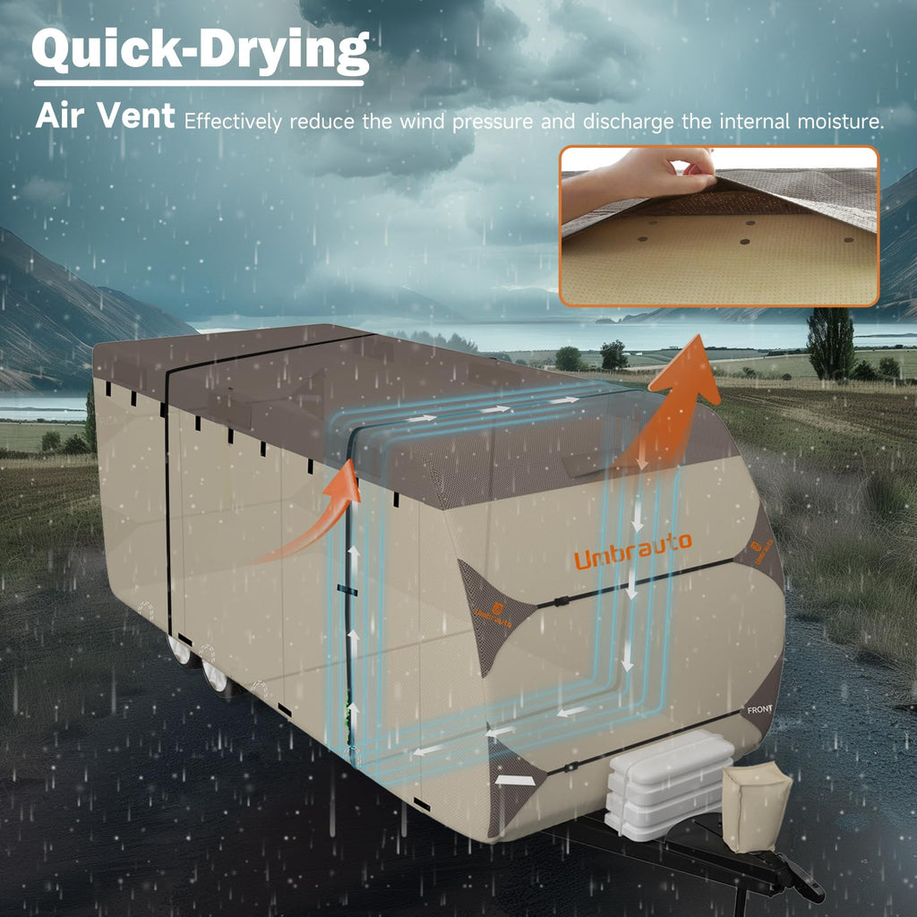 14' ~ 16' Waterproof Windproof Heavy Duty Travel Trailer RV Cover U39633