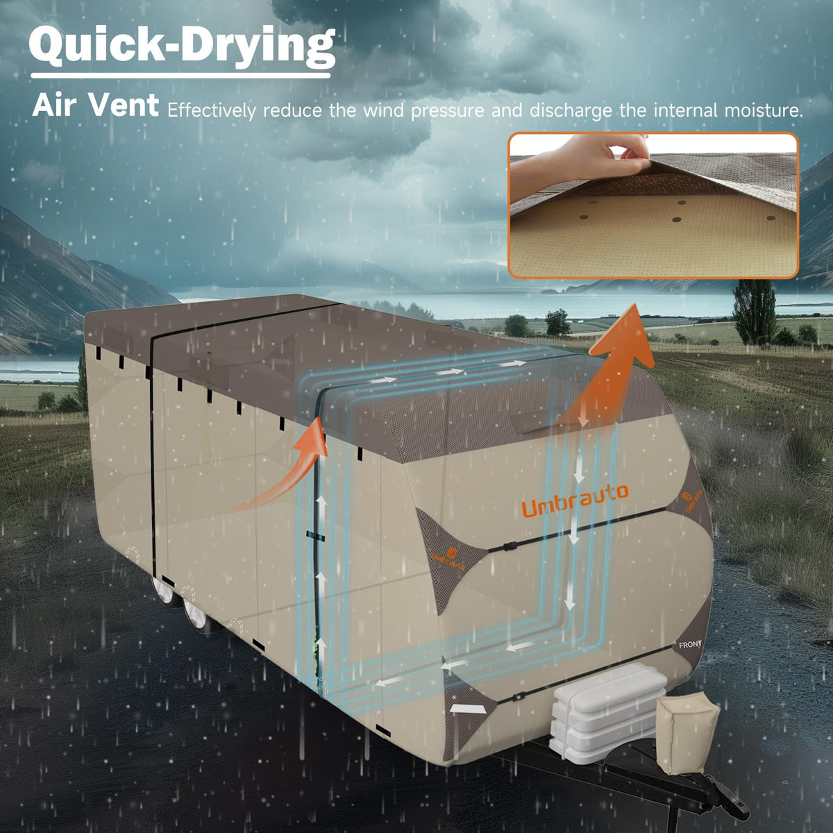 14' ~ 16' Waterproof Windproof Heavy Duty Travel Trailer RV Cover U39633